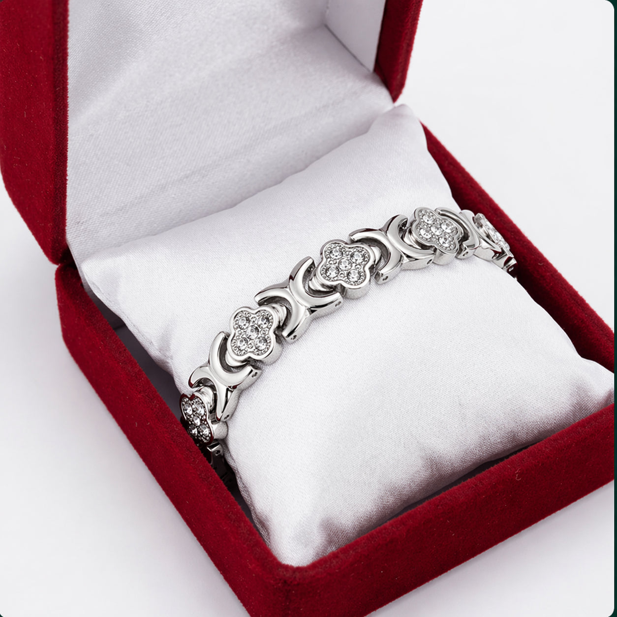 Pulsera magnética de cobre plateado con imanes de 3500 gauss