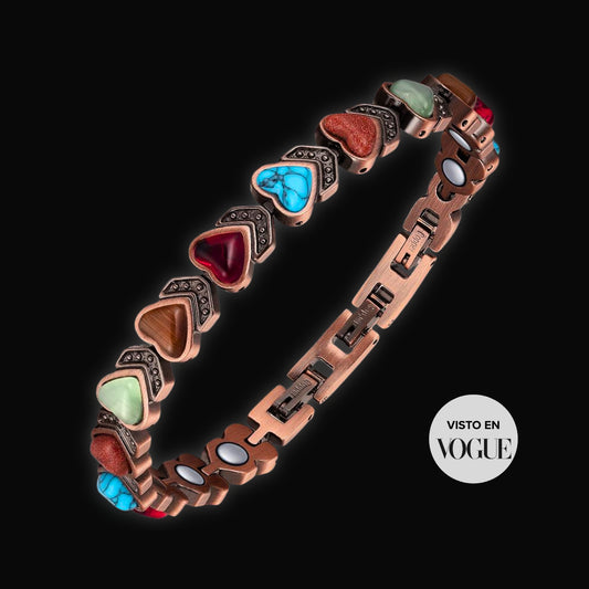 Pulsera Magnética de Cobre Puro con Piedras Naturales – Apilable – Accesorio Tendencia para Mujer