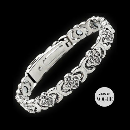 Pulsera magnética de cobre plateado con imanes de 3500 gauss