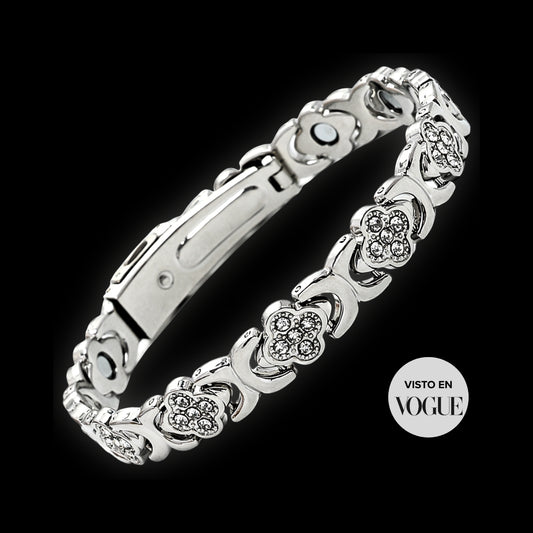 Pulsera magnética de cobre plateado con imanes de 3500 gauss