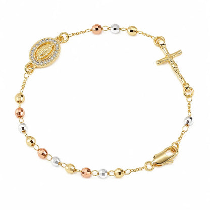 Pulsera Rosario · Acabado Tricolor Premium