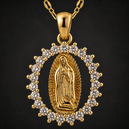 Collar Virgen de Guadalupe · Acabado Dorado Premium