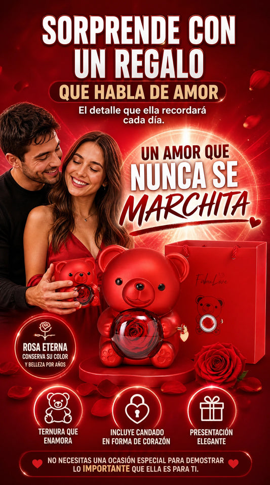 Osito Rojo con Rosa Eterna: El Regalo Perfecto para tu Pareja